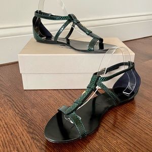 🚫SOLD🚫Authentic Burberry Glenview Snakeskin Sandal Size 41, Deep Green